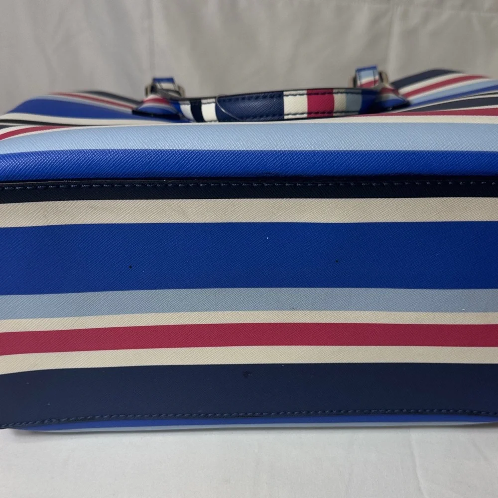 Kate Spade New York Striped Satchel Tote‎ Crossbody Bag Navy Rose White Blue